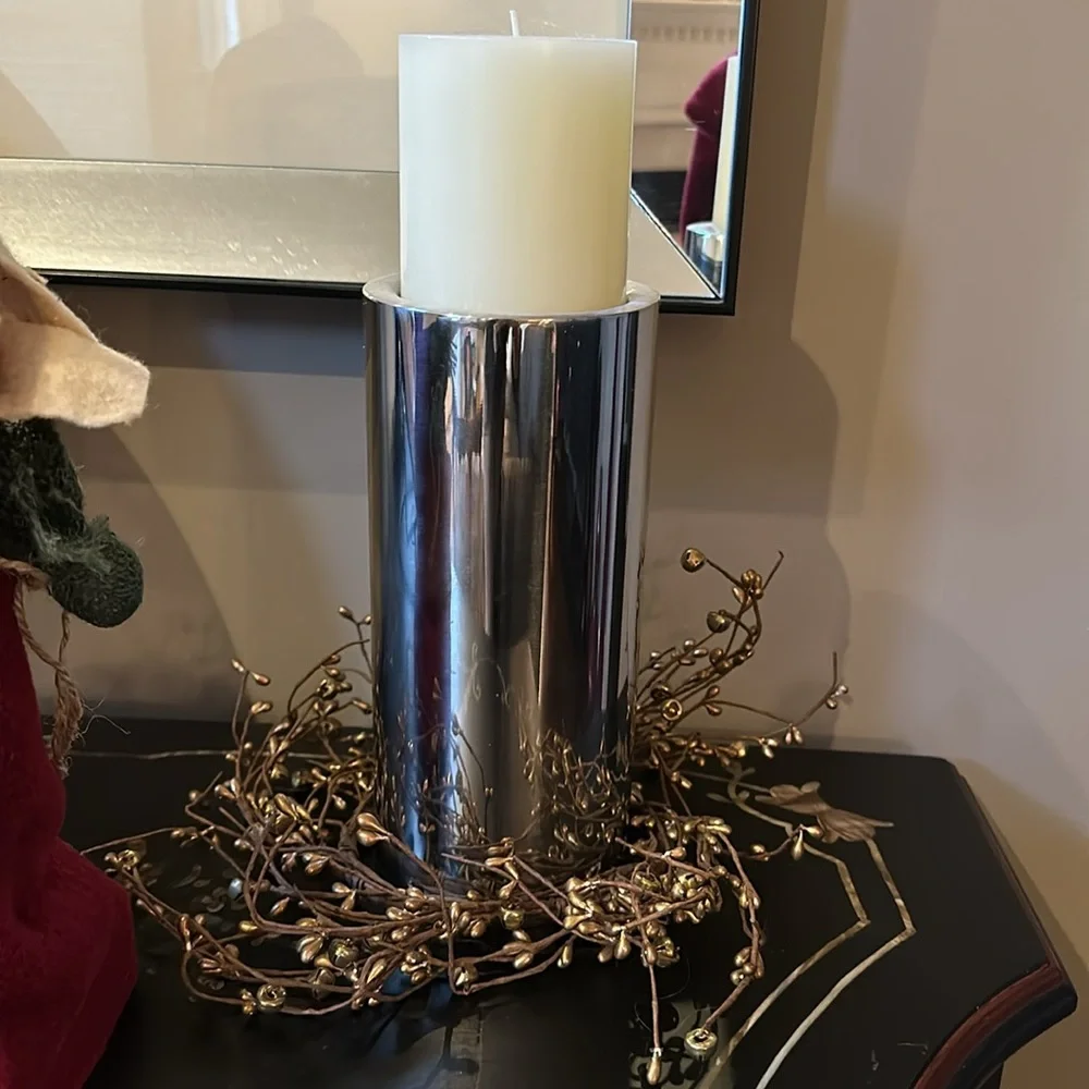 Crate & Barrel candle holder lot of winter decorations. EUC